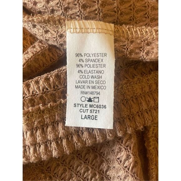 CY Fashion Tan Waffle Knit Long Open Cardigan Size Large-NWT - Picture 9 of 10